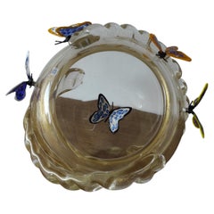 Murano blown glass bowl with butterflies 