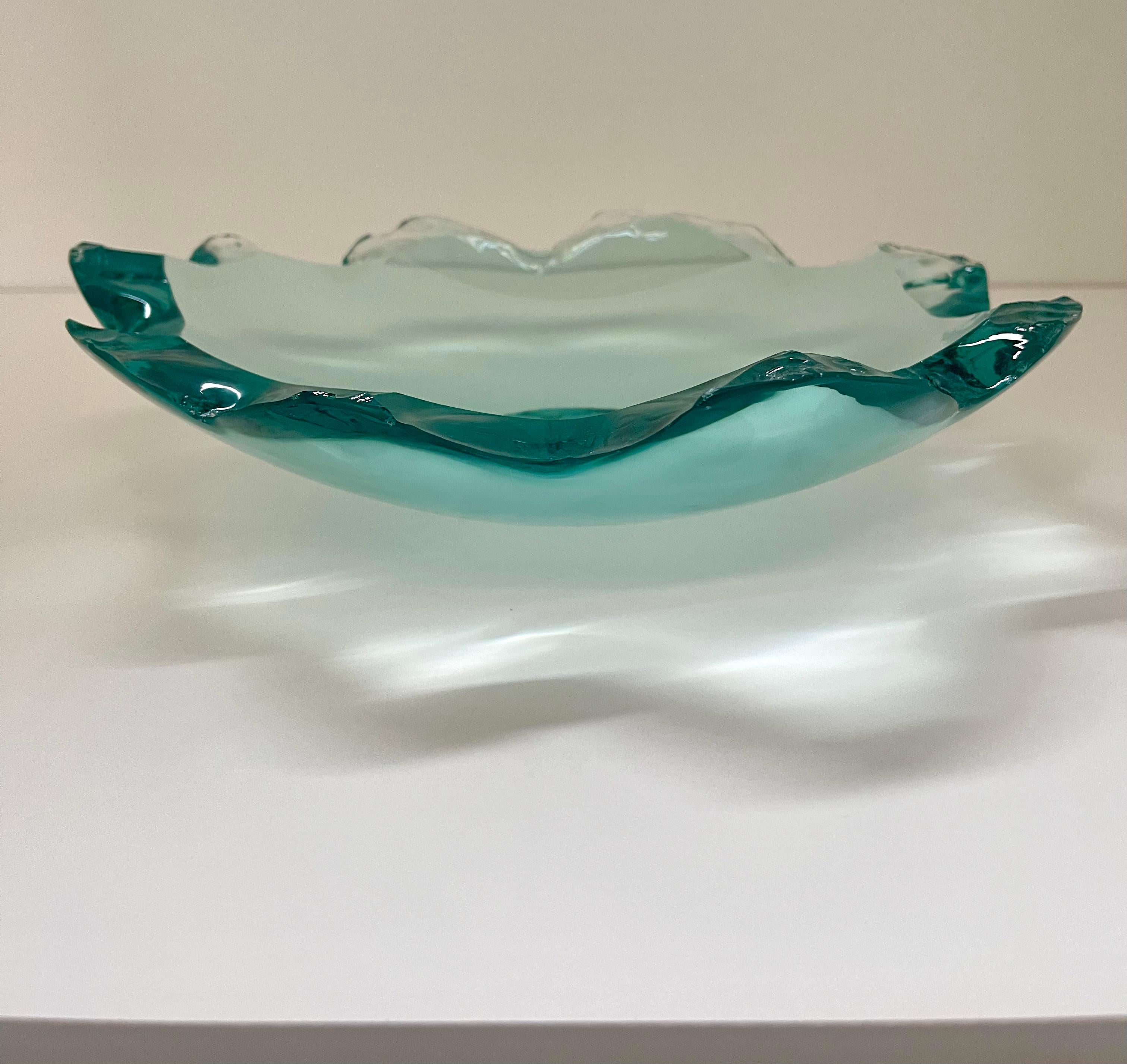 Glass Contemporary hand-carved crystal bowl by Ghiró Studio For Sale