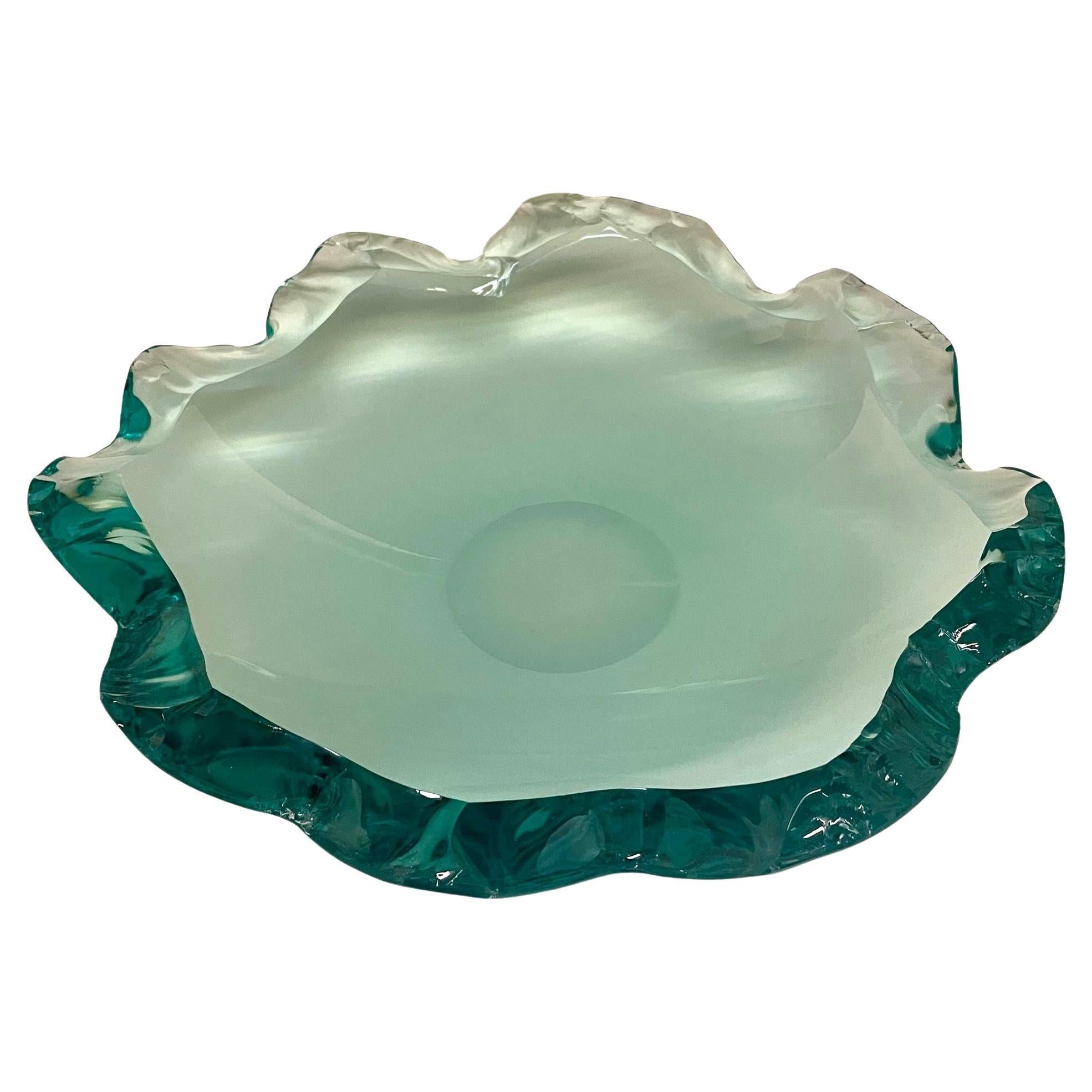 Contemporary hand-carved crystal bowl by Ghiró Studio For Sale