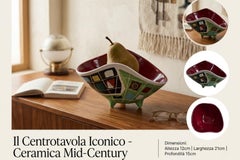 Deruta Italy 1950s bowl - Mid-Century Modern - Geometric Designer Ceramics