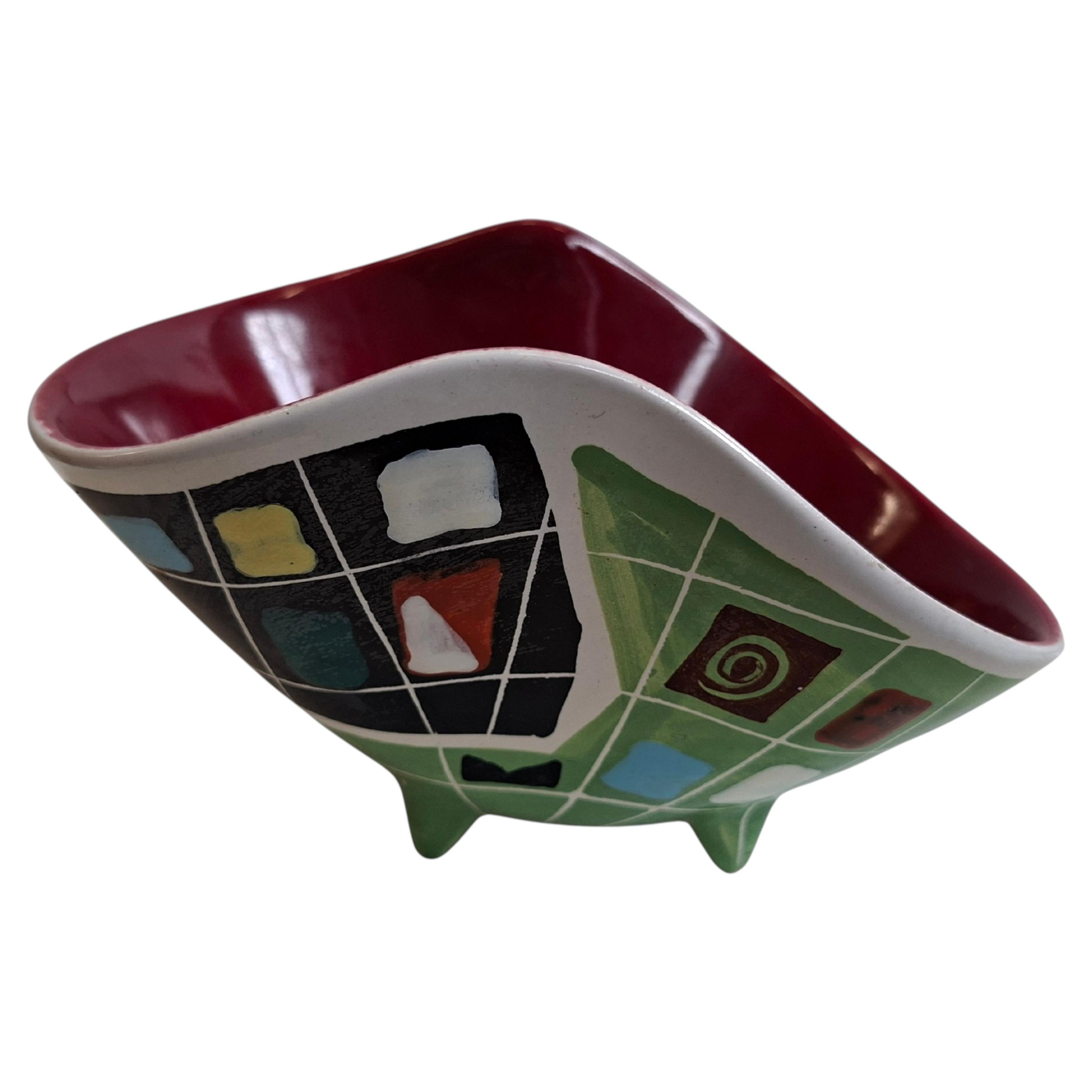 Deruta Italy 1950s bowl - Mid-Century Modern - Geometric Designer Ceramics