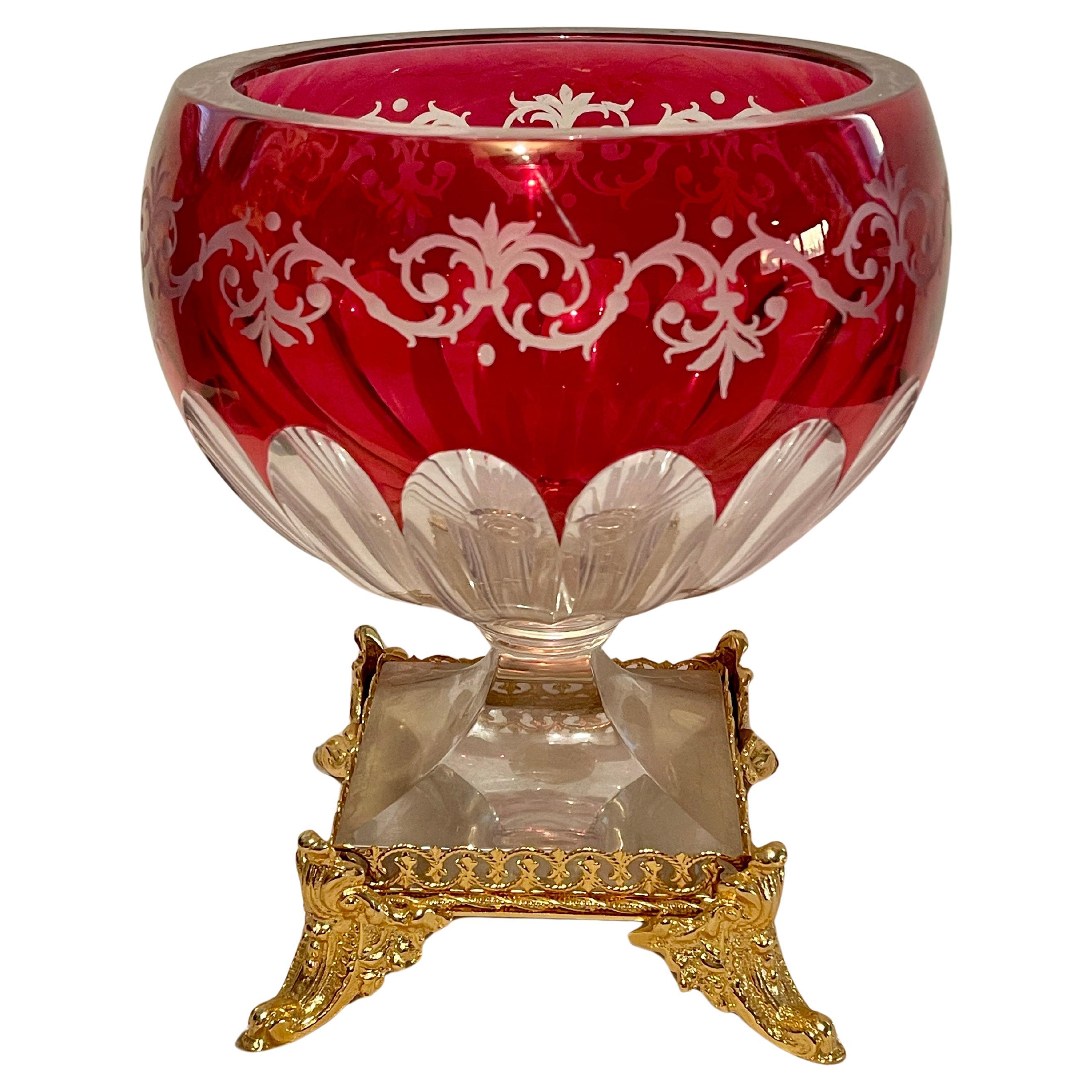 Cuenco de cristal de Bohemia Siglo XX Italiano