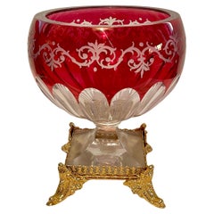 Cuenco de cristal de Bohemia Siglo XX Italiano