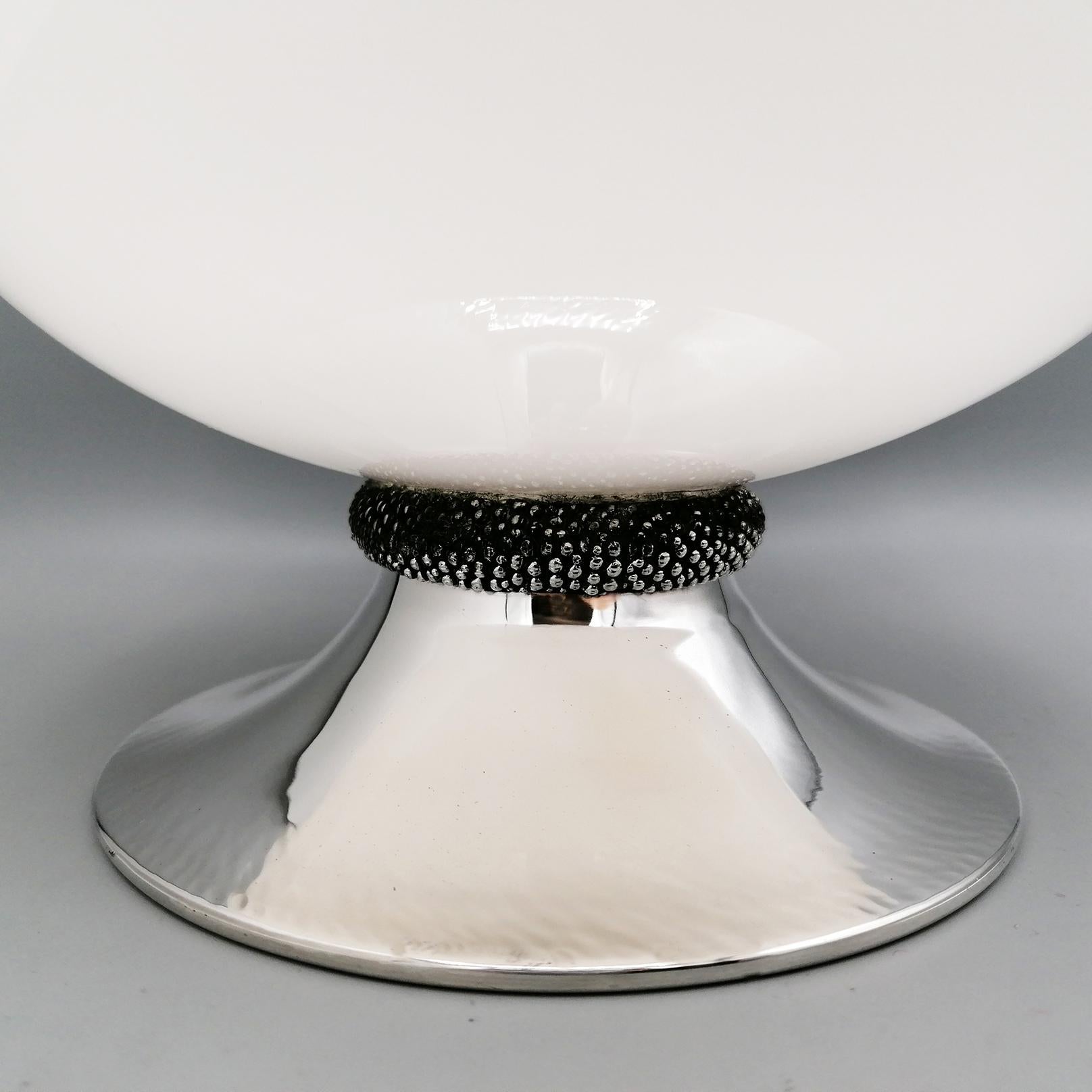 Gianmaria Buccellati white crystal bowl with sterling silver base In New Condition For Sale In VALENZA, IT