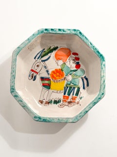 Handbemalte Keramikschüssel von Giovanni De Simone 1970er Jahre