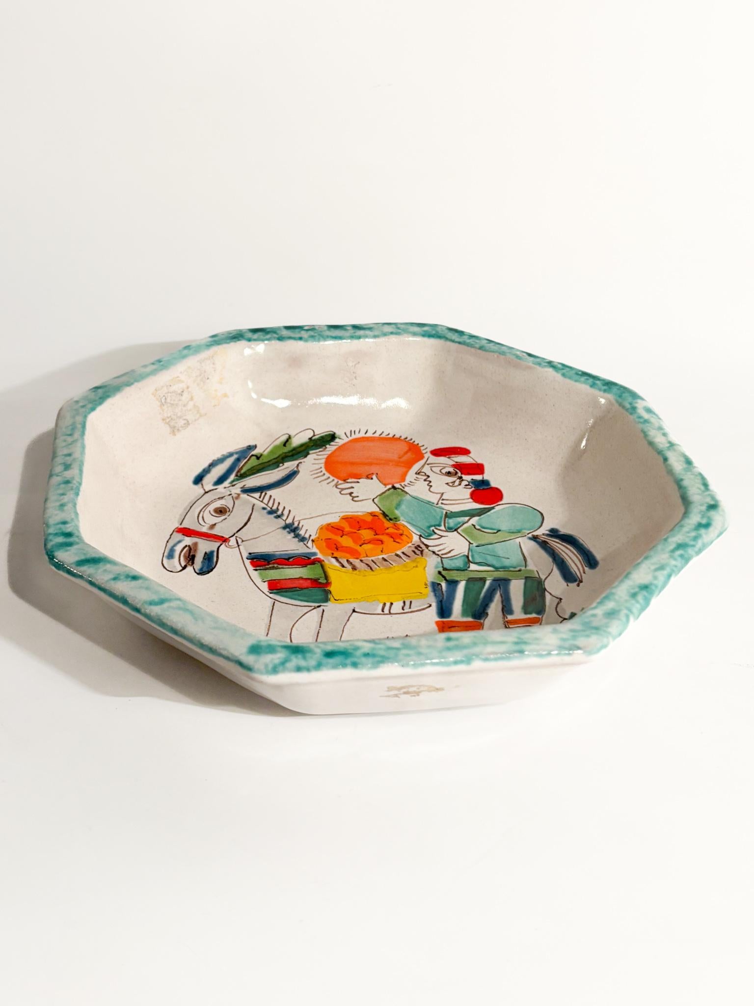Ciotola in Ceramica di Giovanni De Simone Dipinta a Mano Anni 70 In Good Condition For Sale In Milano, MI
