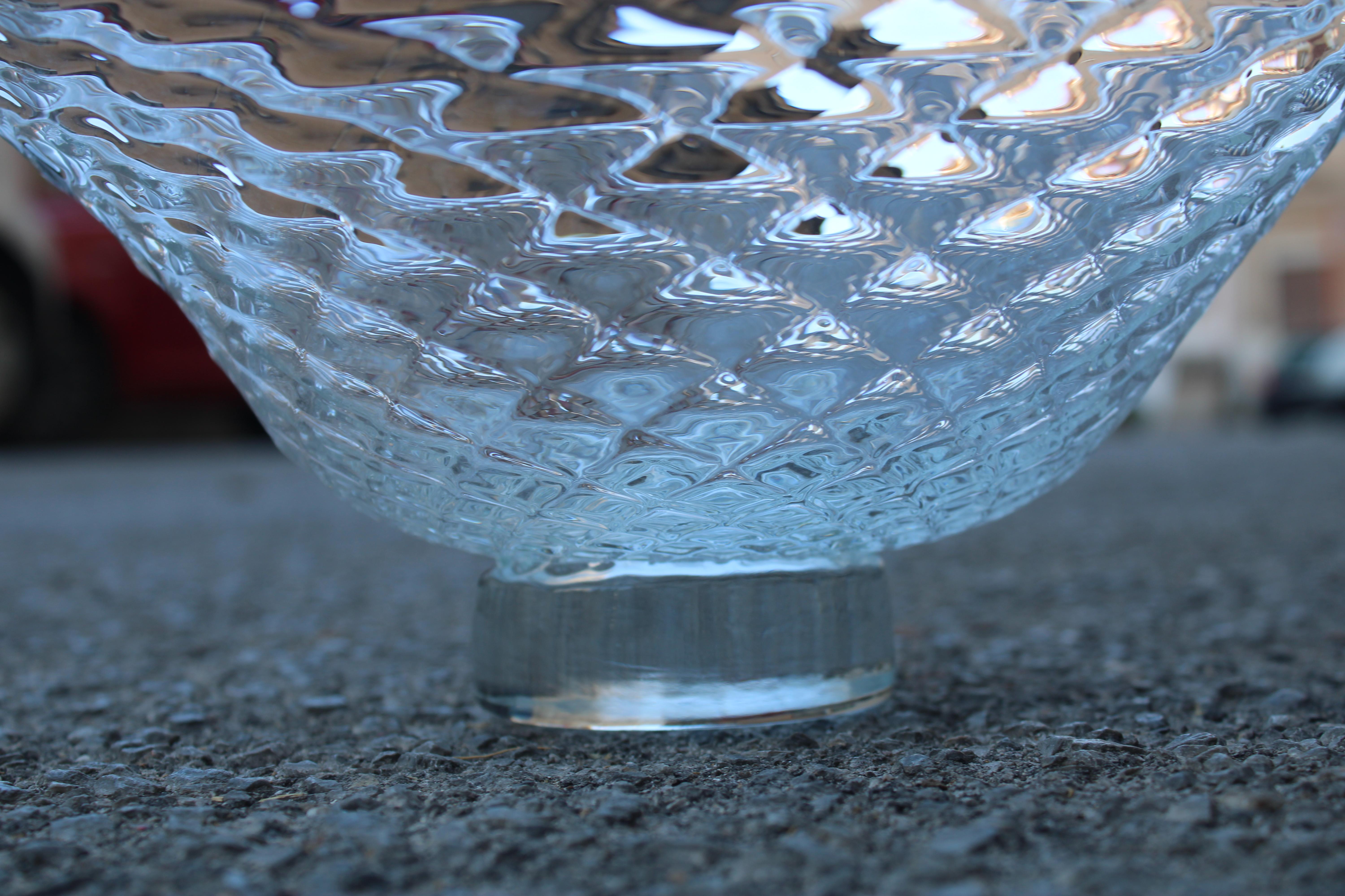 Deliziosa e raffinata alzata in vetro di Murano di seguso vetro cristallo diamantato