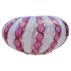 Ciotola in vetro zanfirico reticello Murano