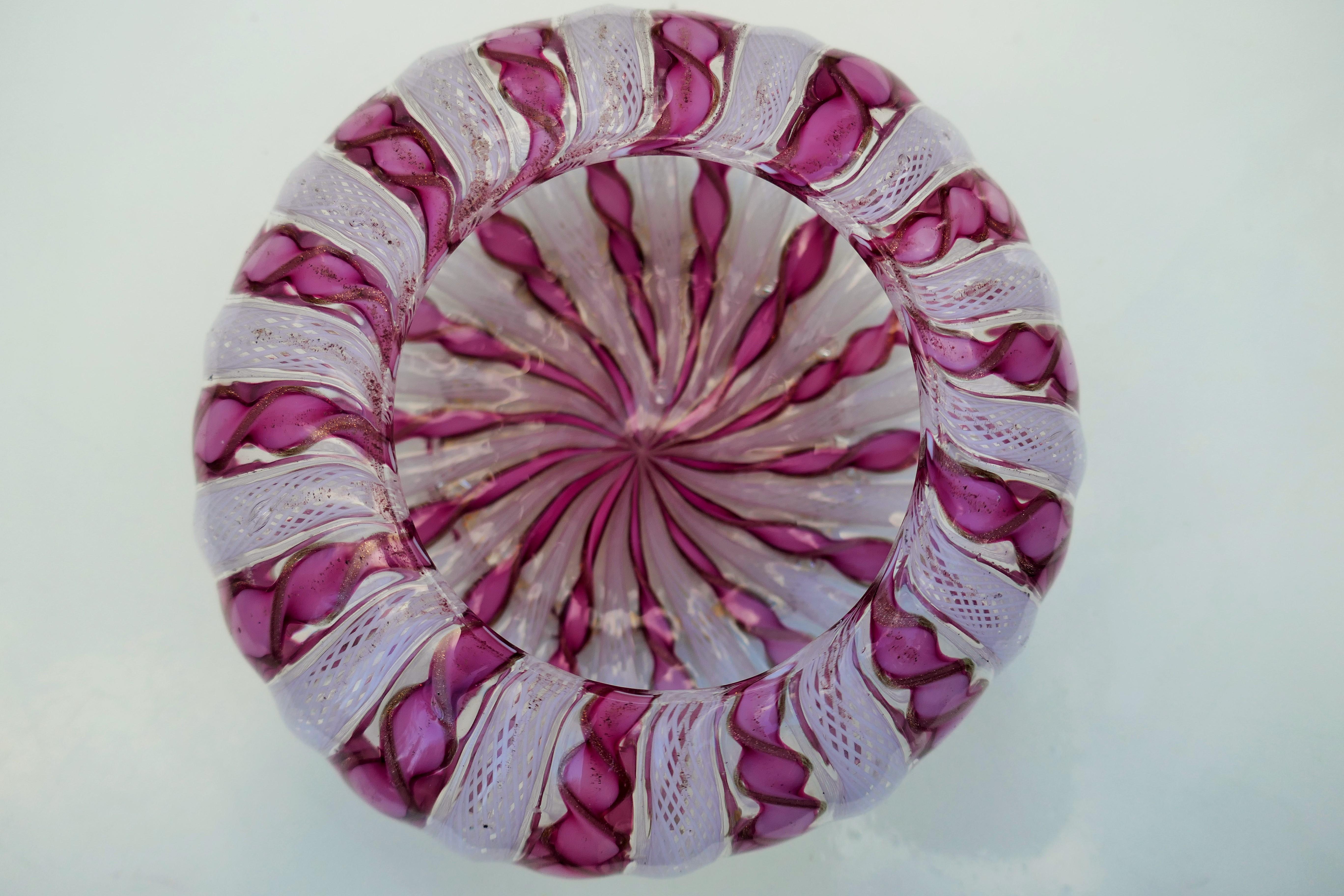 Murano Glass Murano reticello zanfirico glass bowl For Sale