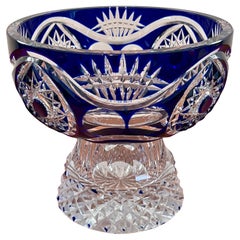 Ciotola ovale in cristallo blu stile biedermeier,  italiano '98