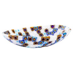 Oval millefiori Murano glass bowl 10.5 x 7.5 cm
