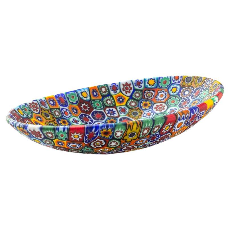 Ovale Schale aus Muranoglas Millefiori mehrfarbig 10,5 x 7,5 cm im Angebot