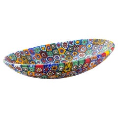 Cuenco ovalado de cristal de Murano Millefiori multicolor 10,5 x 7,5 cm