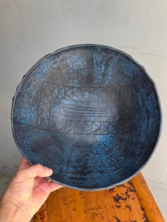 Minimalist Decorated Round Ceramic Bowl Marcello fantoni 1950s