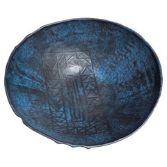 Minimalist Decorated Round Ceramic Bowl Marcello fantoni 1950s