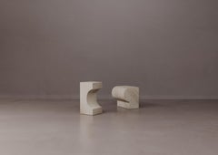 Cipi Side Table Solid Acid-Treated Ostuni Travertine by Dainelli Studio Atelier