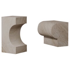 Cipi Side Table Solid Acid-Treated Ostuni Travertine by Dainelli Studio Atelier