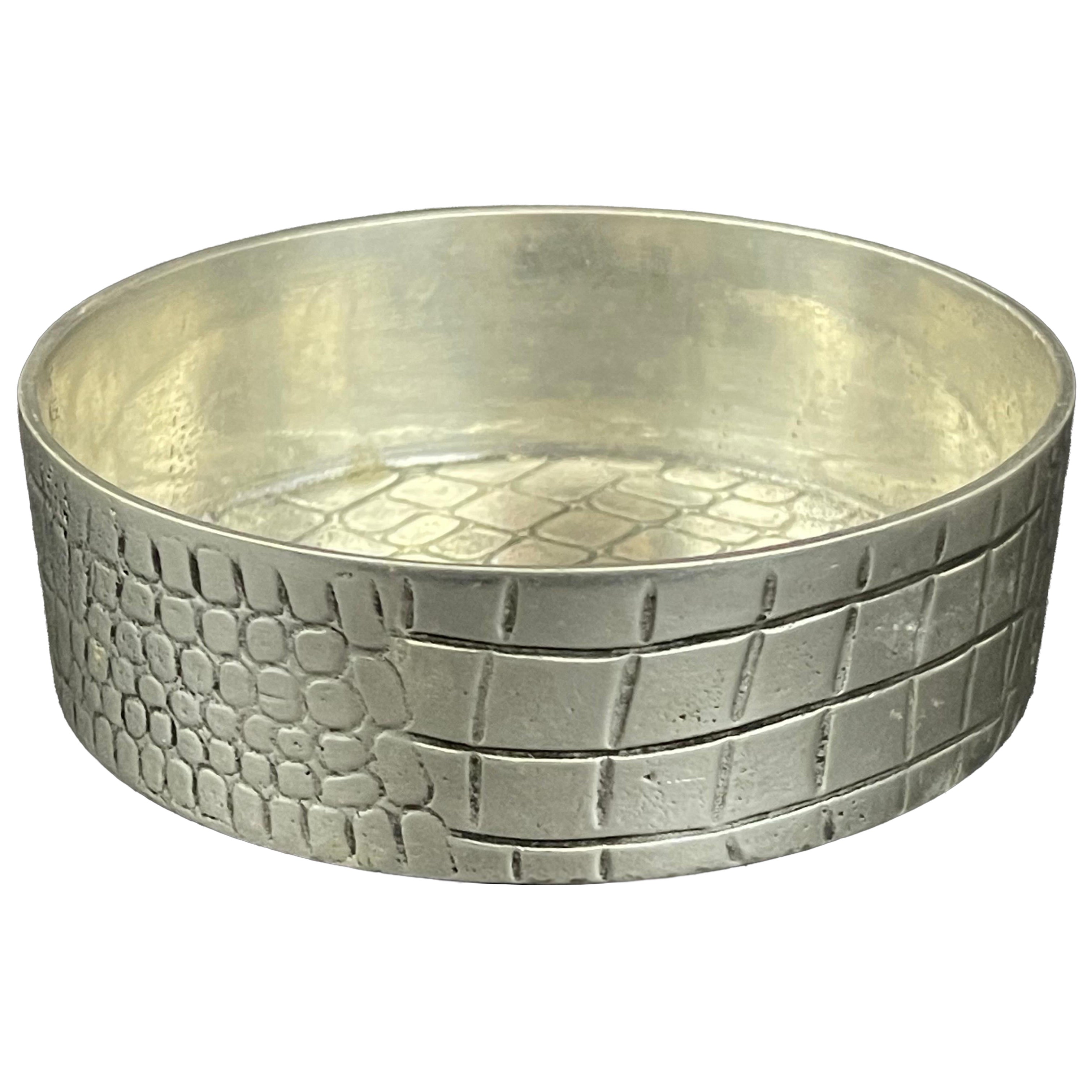 Cipolla Italy Pewter Alligator Pattern Bottle Coaster Bowl For Sale