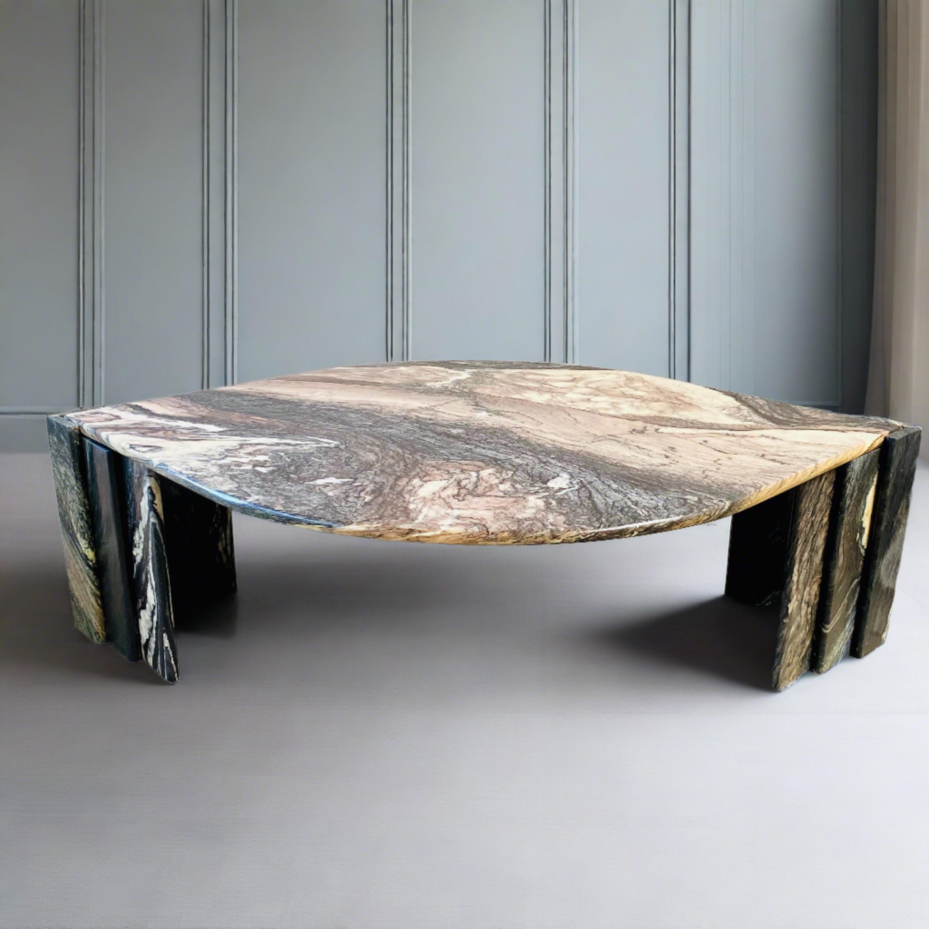 Mid-Century Modern Table basse en marbre Cipollino « Eye » de Roche Bobois, Italie, 1970 en vente