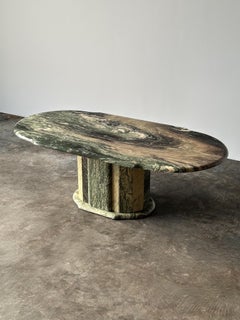 Cipollino Ondulato Marble Oval Coffee Table, Italy, 1980s
