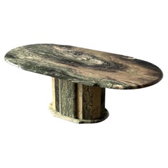 Cipollino Ondulato Marble Oval Coffee Table, Italy, 1980s