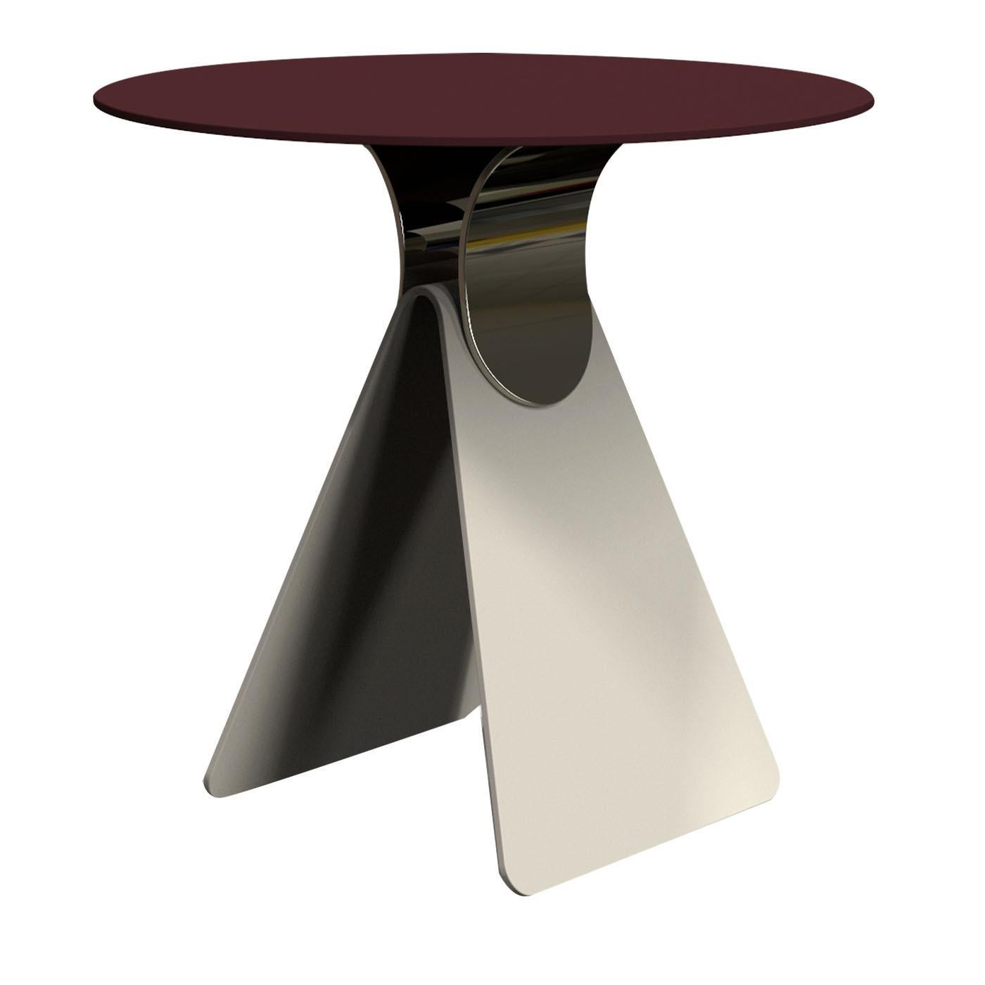 Cipputi Taupe & Burgundy Side Table by Quaglio Simonelli In New Condition In Milan, IT