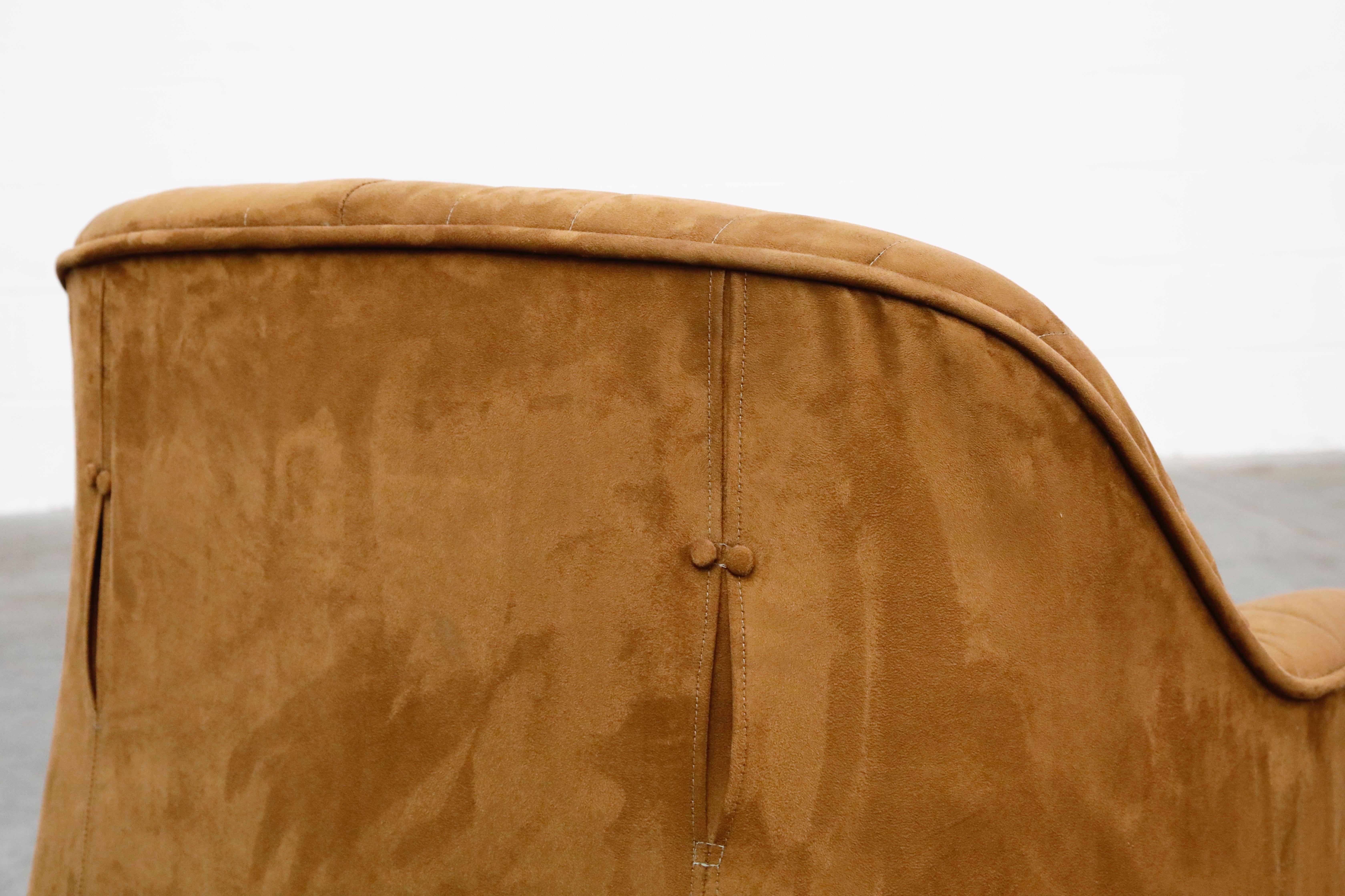 'Ciprea' Suede Club Chair by Tobia and Afra Scarpa for Cassina, 1968, Signed 10