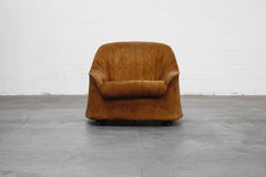 'Ciprea' Suede Club Chair by Tobia and Afra Scarpa for Cassina, 1968, Signed