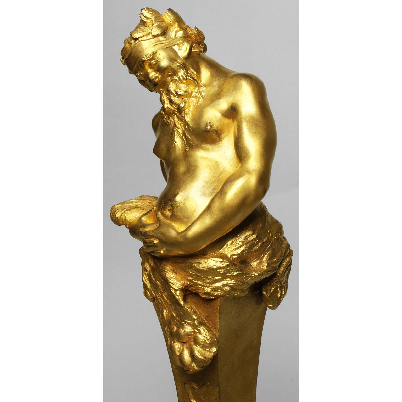 Louis XV Cipri Adolf Bermann, German, 19th Century Gilt-Bronze Bacchus Herm Term For Sale