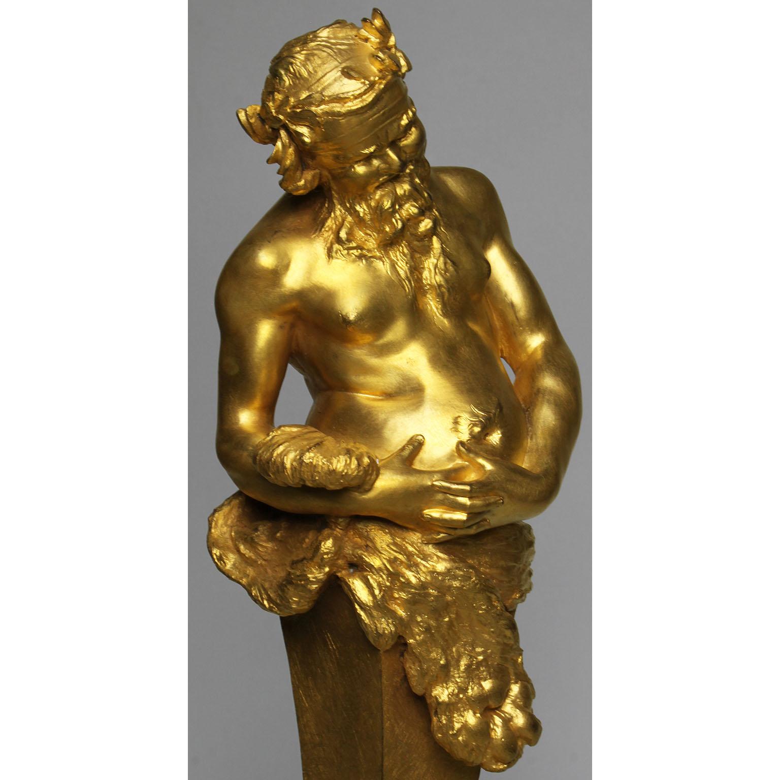 Cipri Adolf Bermann, German, 19th Century Gilt-Bronze Bacchus Herm Term In Good Condition For Sale In Los Angeles, CA