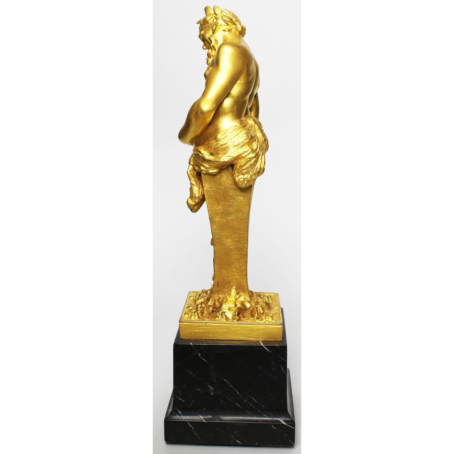 Marble Cipri Adolf Bermann, German, 19th Century Gilt-Bronze Bacchus Herm Term For Sale