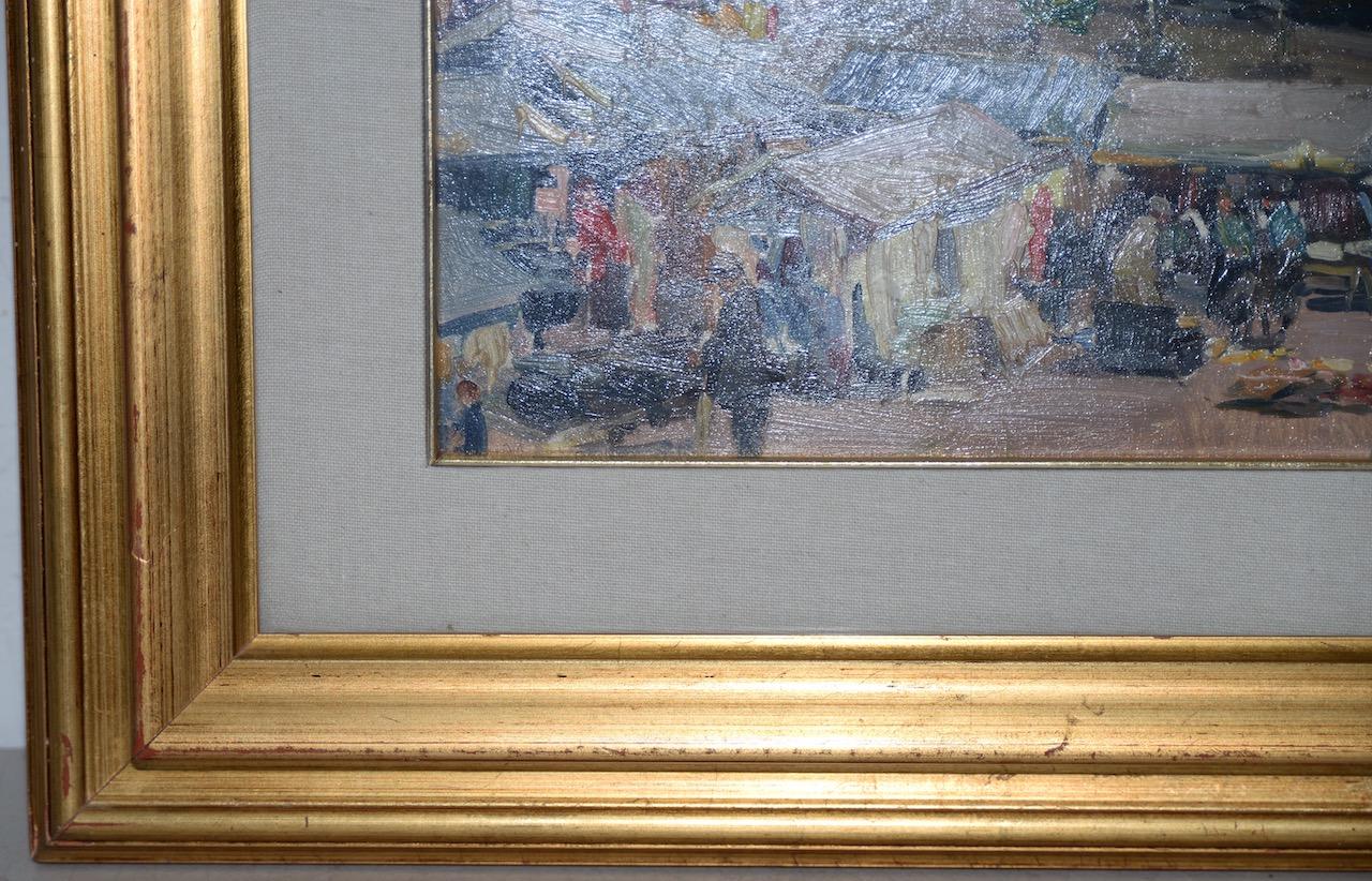 « Paysage de village italien », peinture à l'huile originale de Cipriano Mannucci, vers 1927 en vente 5