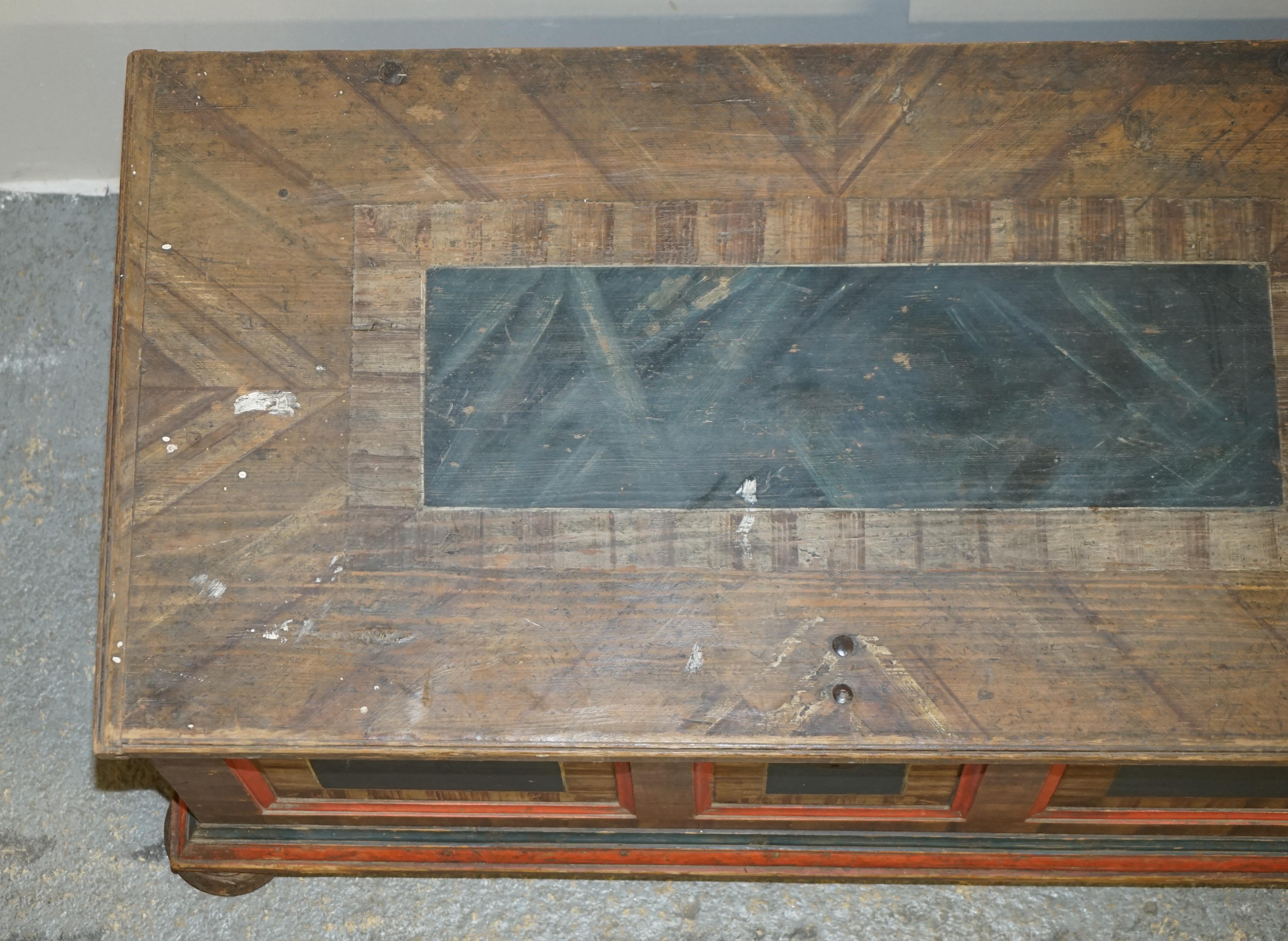 Early 19th Century Extra Large Antique Original Paint European Blanket Chest Coffer Trunk c. 1800 For Sale