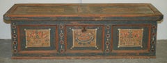 Circa 1800 Extra Long Antique Original Paint European Blanket Chest Coffer Trunk