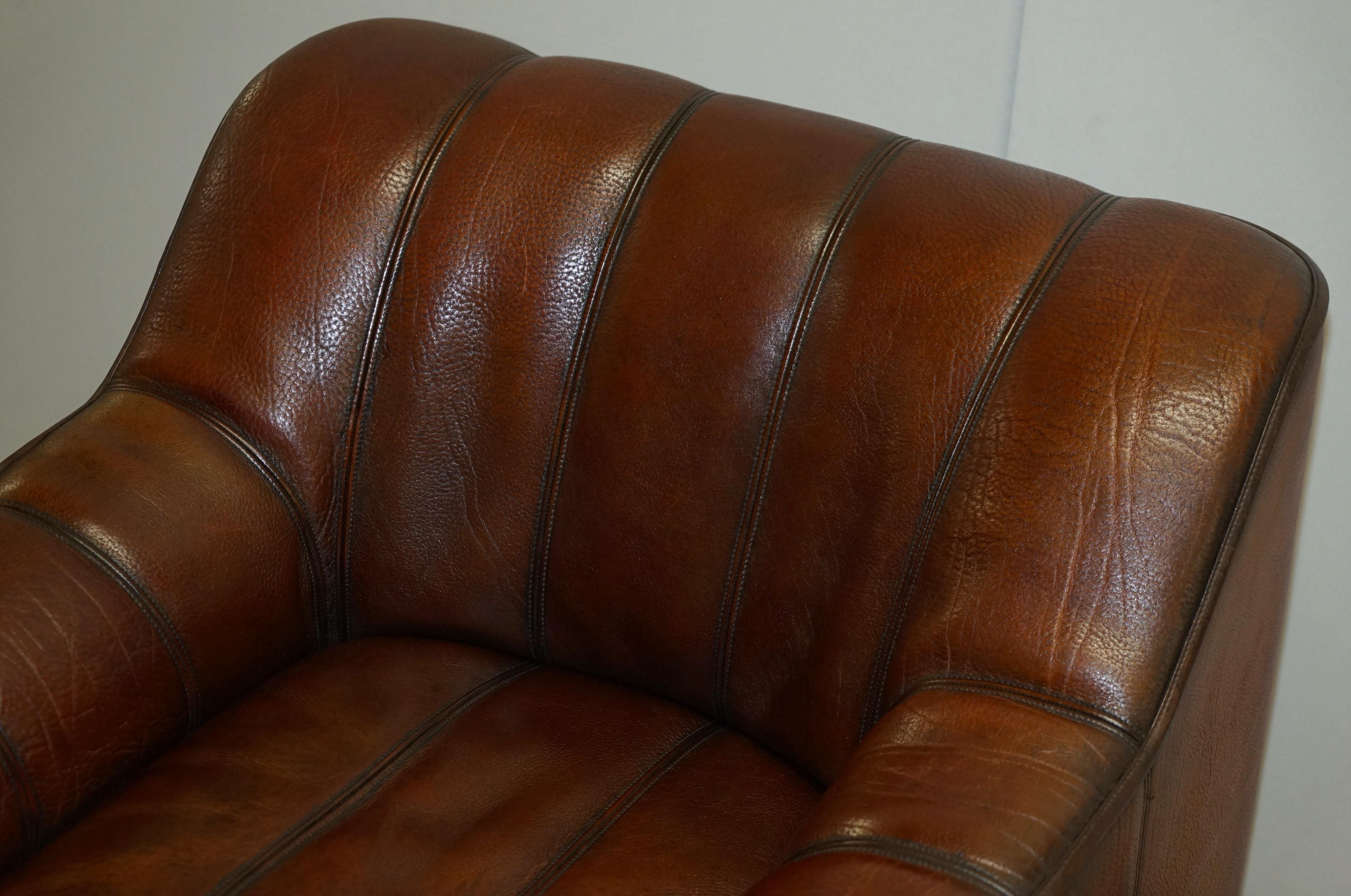 European CIR 1960's DE SEDE DS-44 RECLINING BROWN BUFFALO NECK LEATHER ARMCHAIR & OTTOMAN For Sale