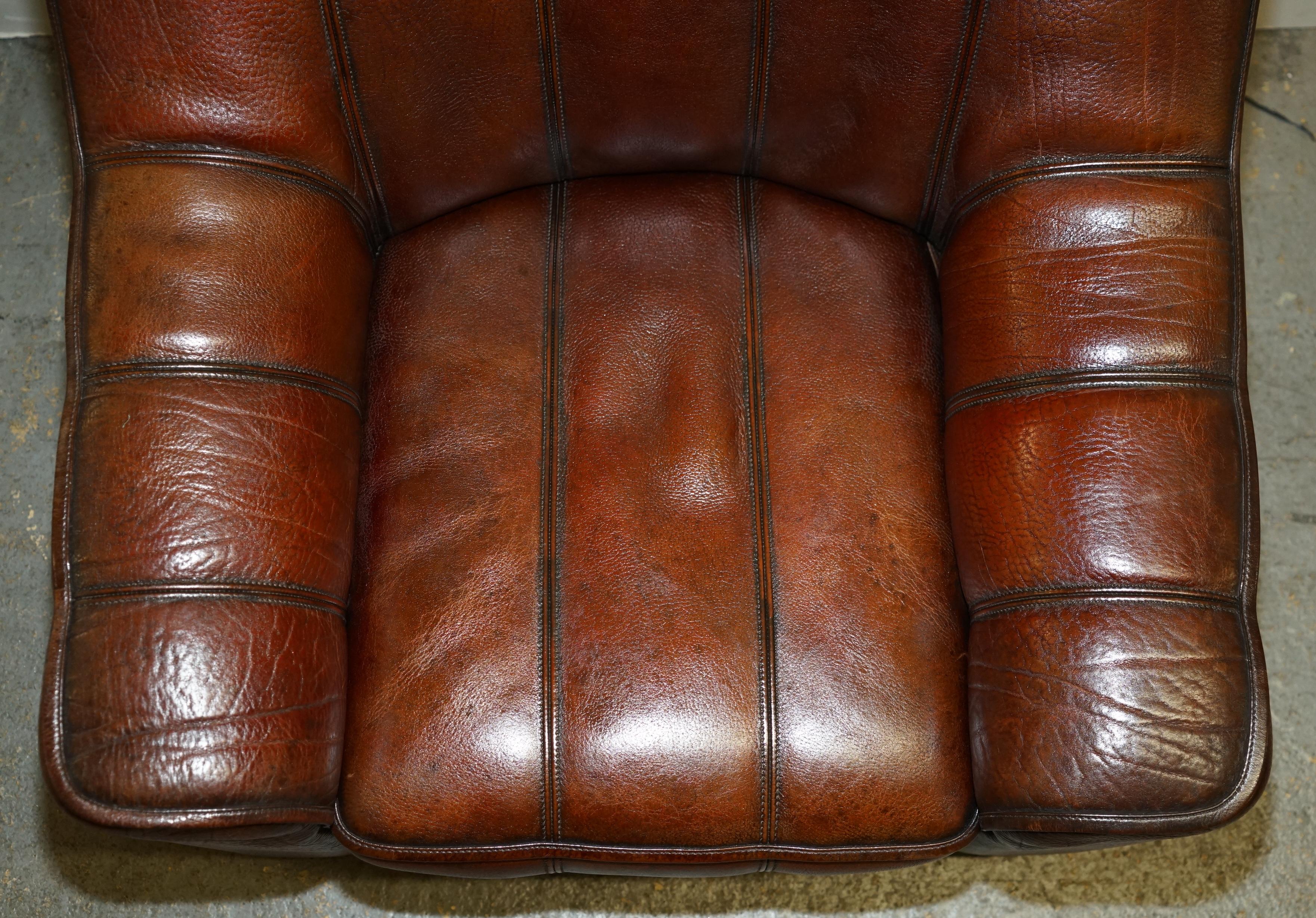 CIR 1960's DE SEDE DS-44 RECLINING BROWN BUFFALO NECK LEATHER ARMCHAIR & OTTOMAN In Good Condition For Sale In West Sussex, Pulborough