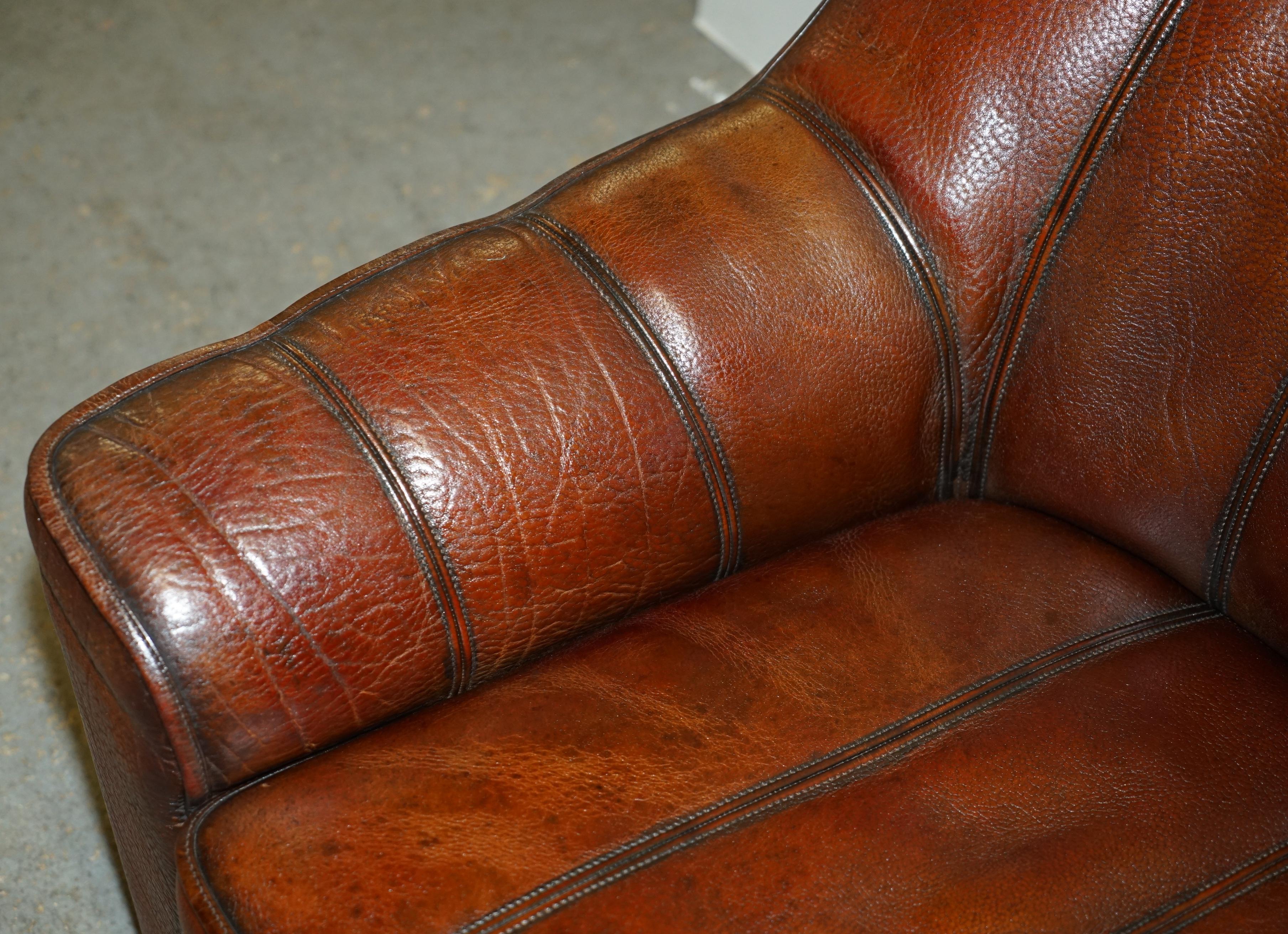 Leather CIR 1960's DE SEDE DS-44 RECLINING BROWN BUFFALO NECK LEATHER ARMCHAIR & OTTOMAN For Sale