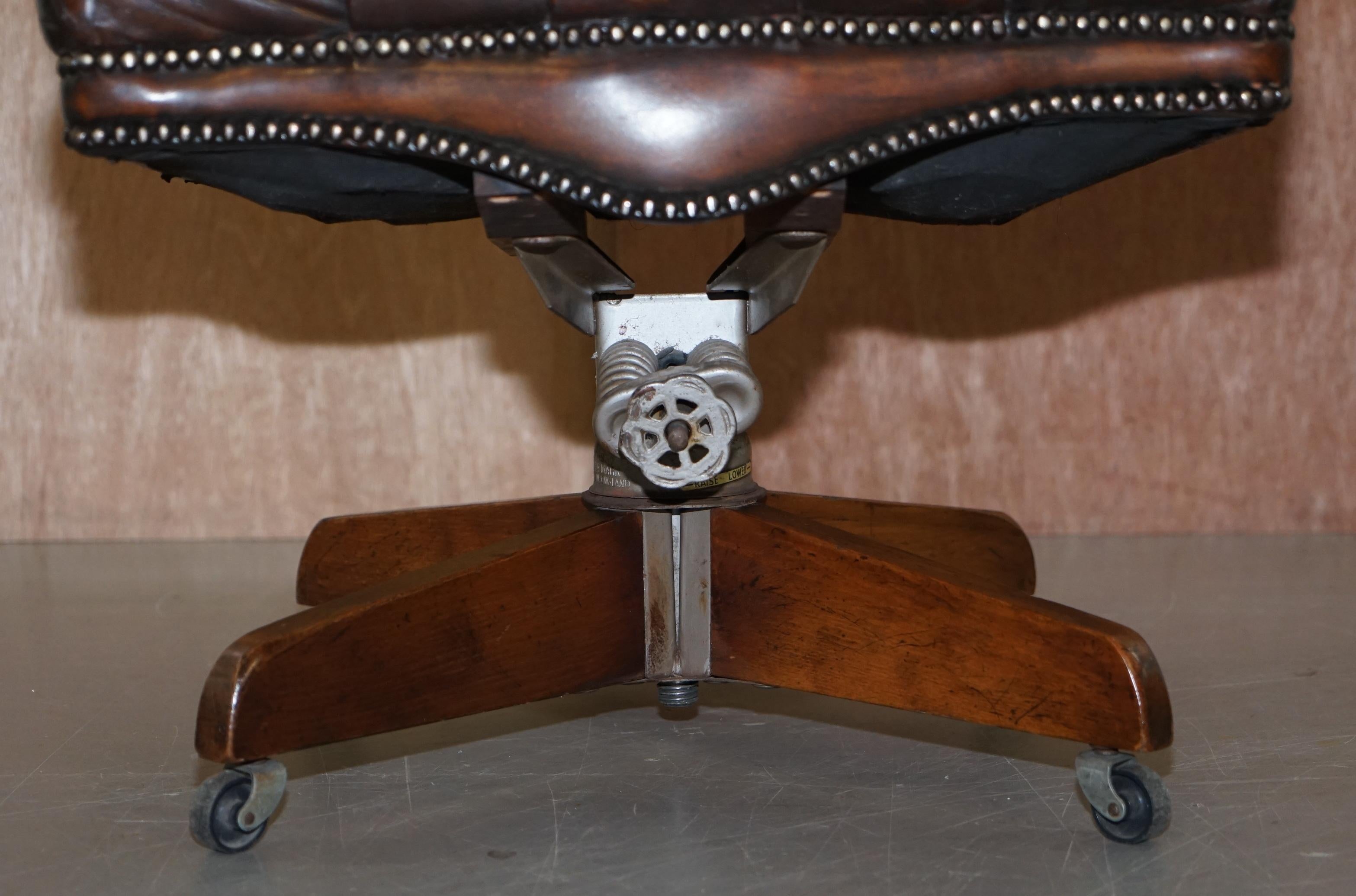 Early 20th Century Restored Chesterfield Godfather Leather Captains Chair Hillcrest, circa 1900