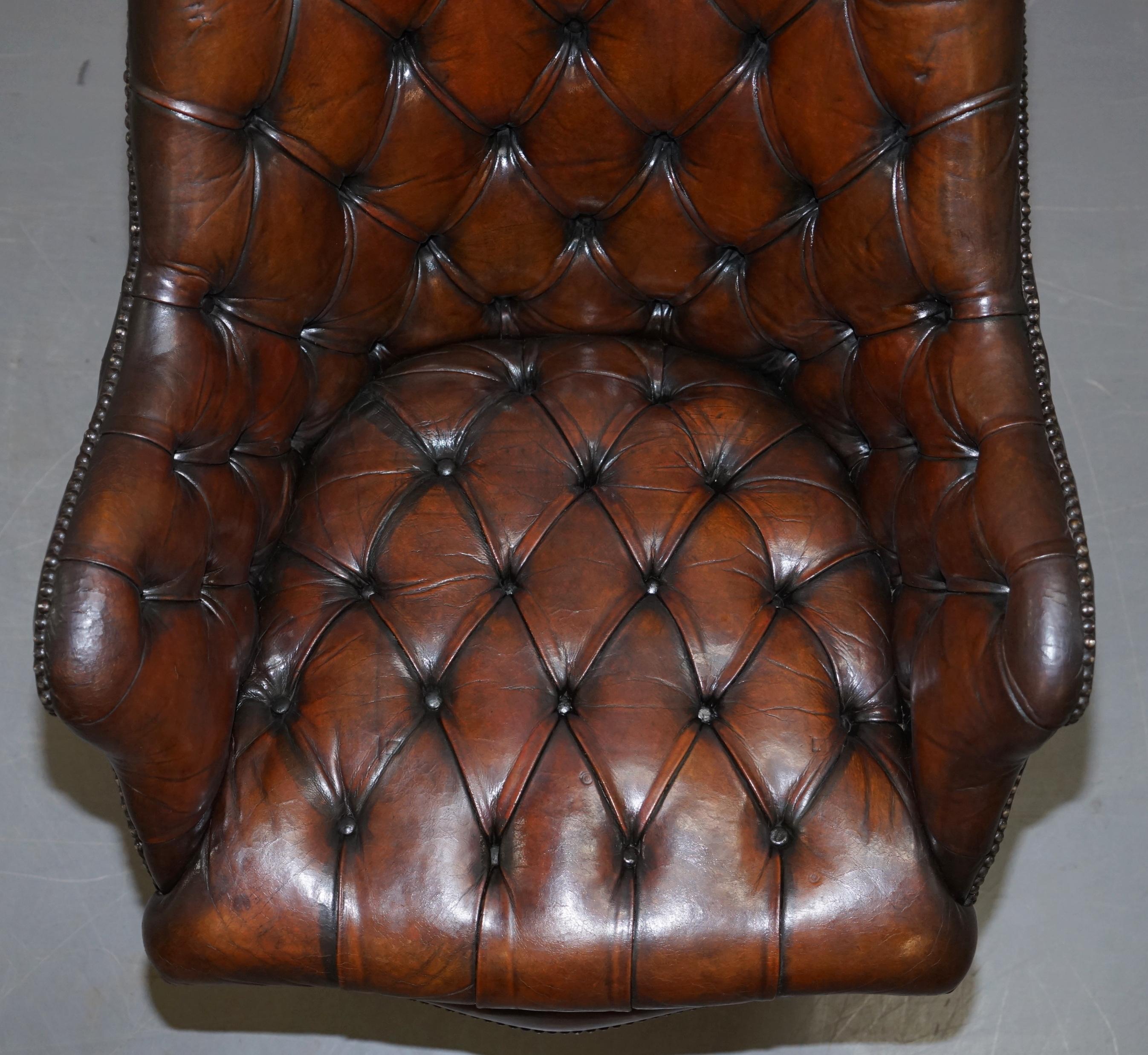 Restored Chesterfield Godfather Leather Captains Chair Hillcrest, circa 1900 9