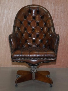 Restored Chesterfield Godfather Leather Captains Chair Hillcrest, circa 1900