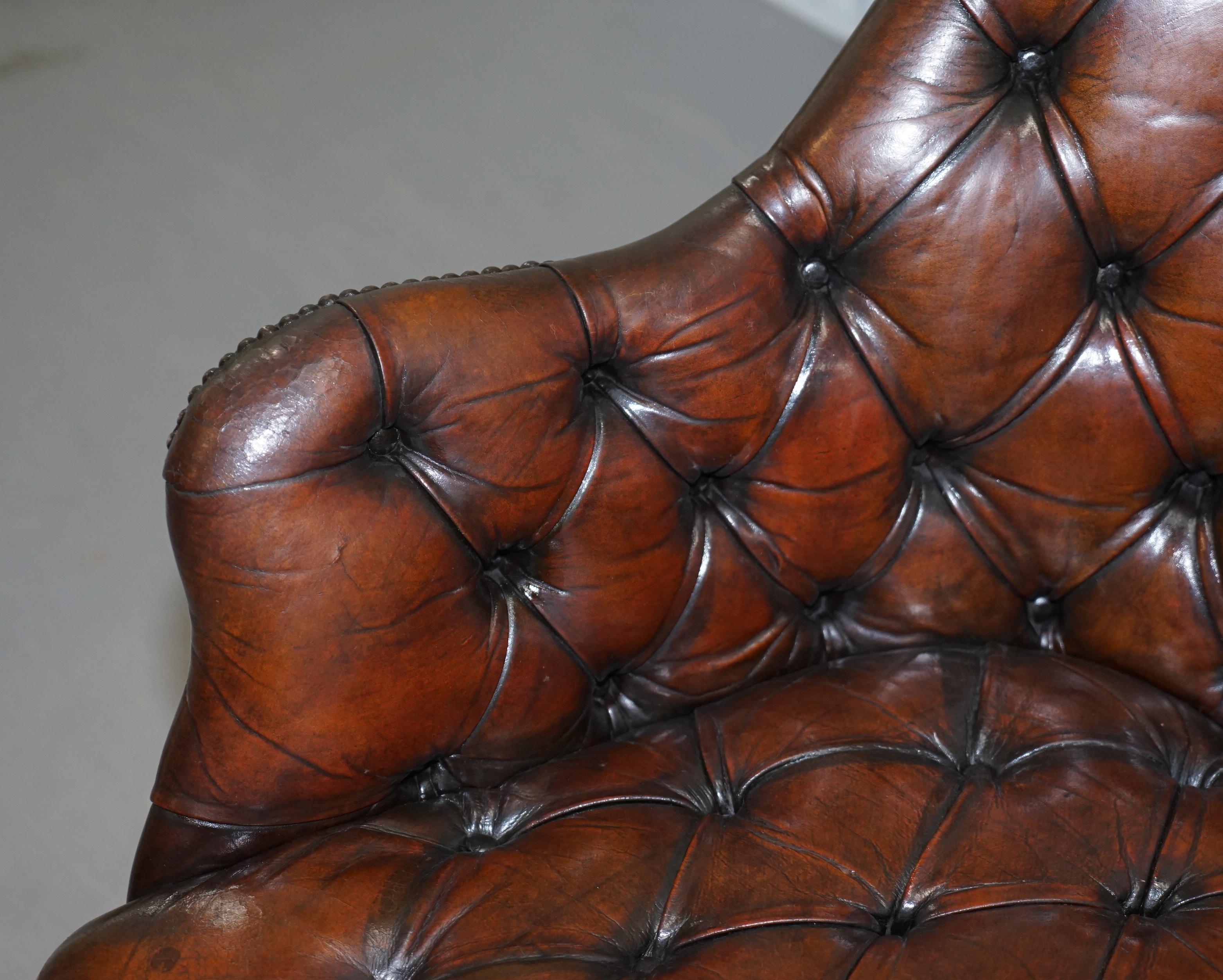 English Restored Chesterfield Godfather Leather Captains Chair Hillcrest, circa 1900