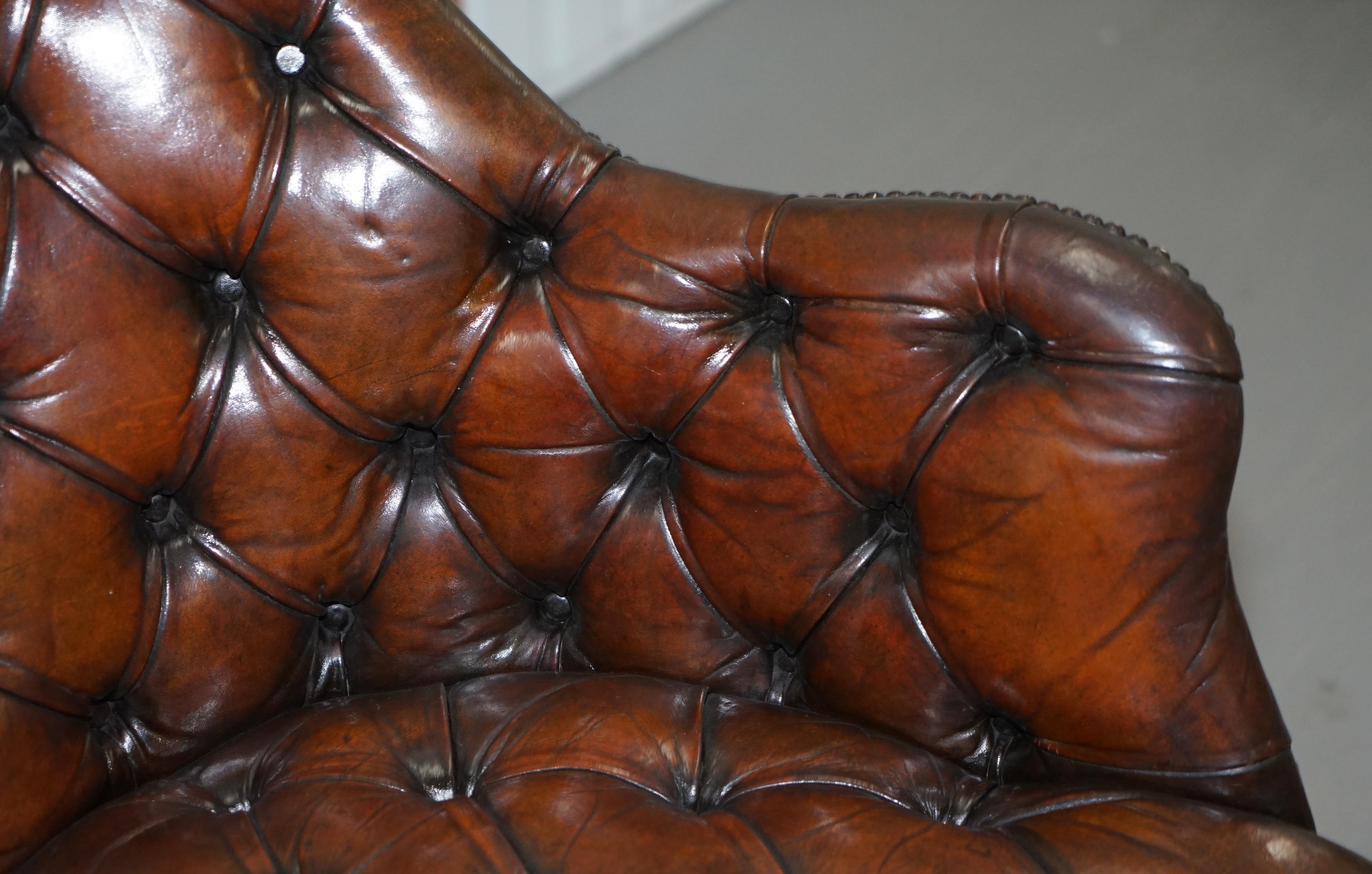 Hand-Crafted Restored Chesterfield Godfather Leather Captains Chair Hillcrest, circa 1900