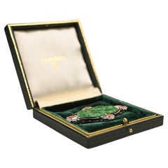 Cira 1920 Jade Diamond (Approx 1.06 Carat) Geometric Sorbas Brooch Platinum