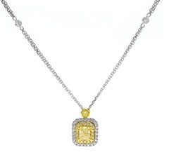1/2 Carat Yellow Diamond 18 Karat Two-Tone Gold Pendant Necklace