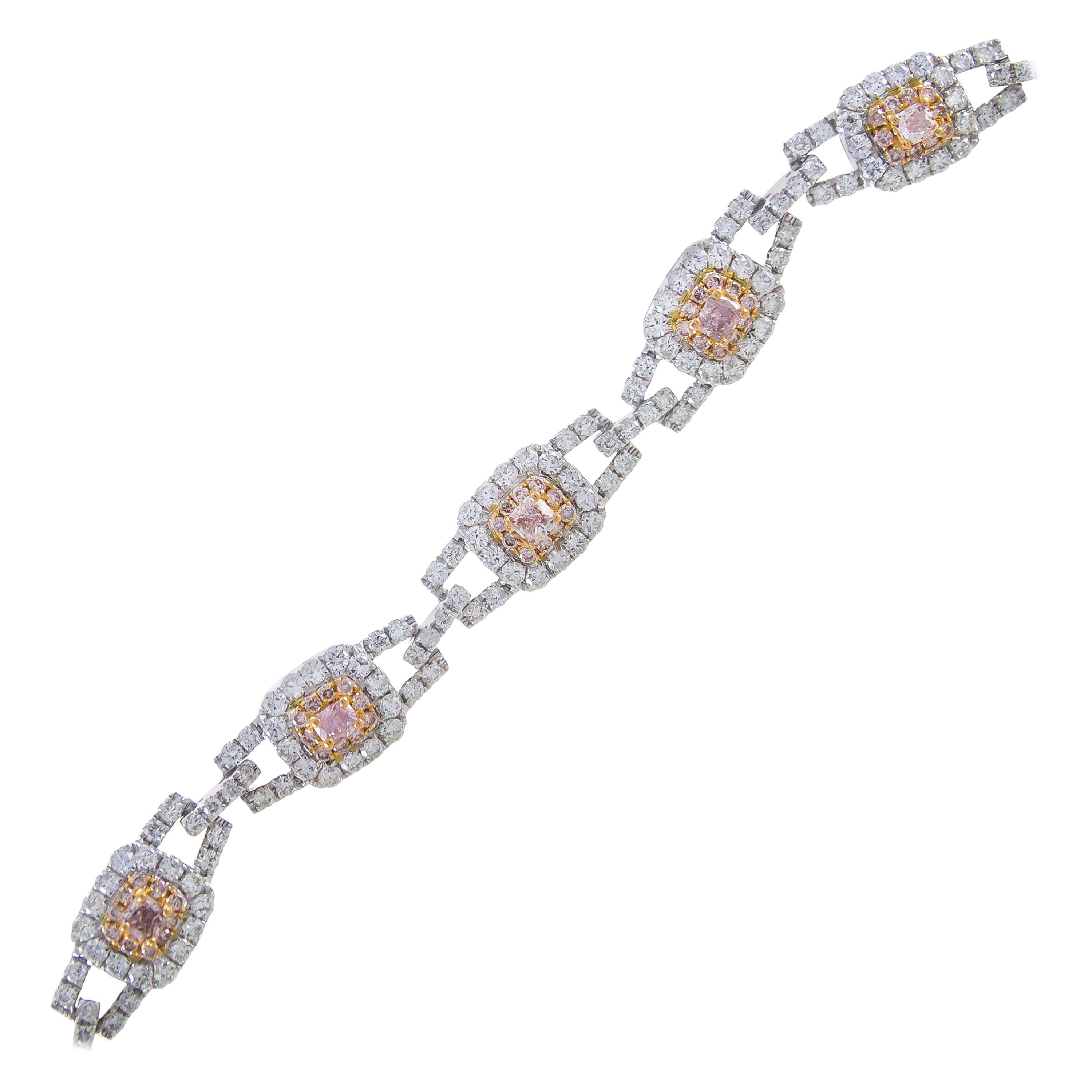 1.25 Carat T.W. Pink Diamond 18 Karat Two-Tone Gold Bracelet