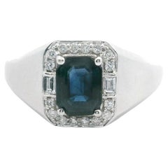 Cirari 14k White Gold Blue Sapphire and Diamond Men's Ring Size 13