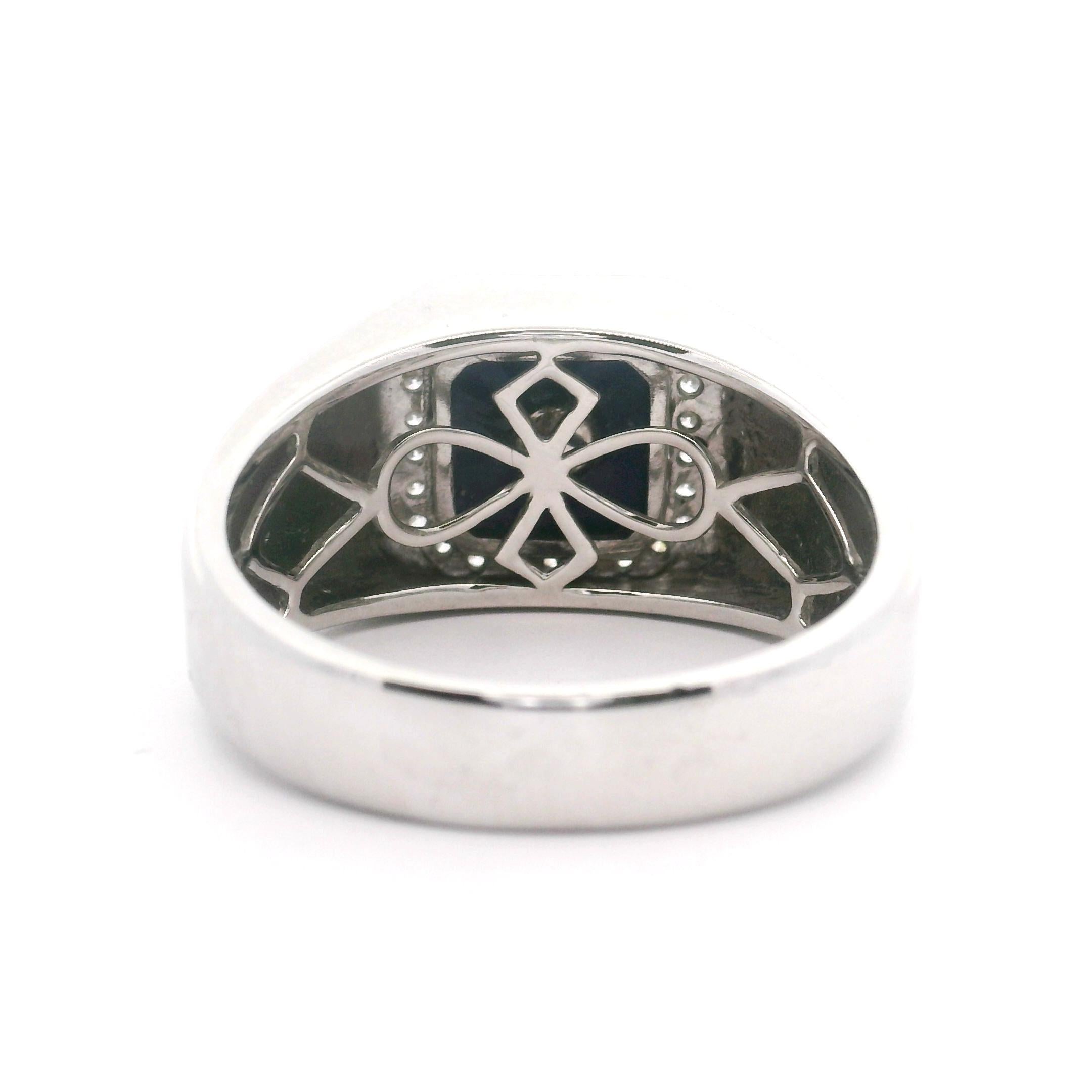 Cirari 14k White Gold Lapis Lazuli and Diamonds Men's Ring Size 11 2