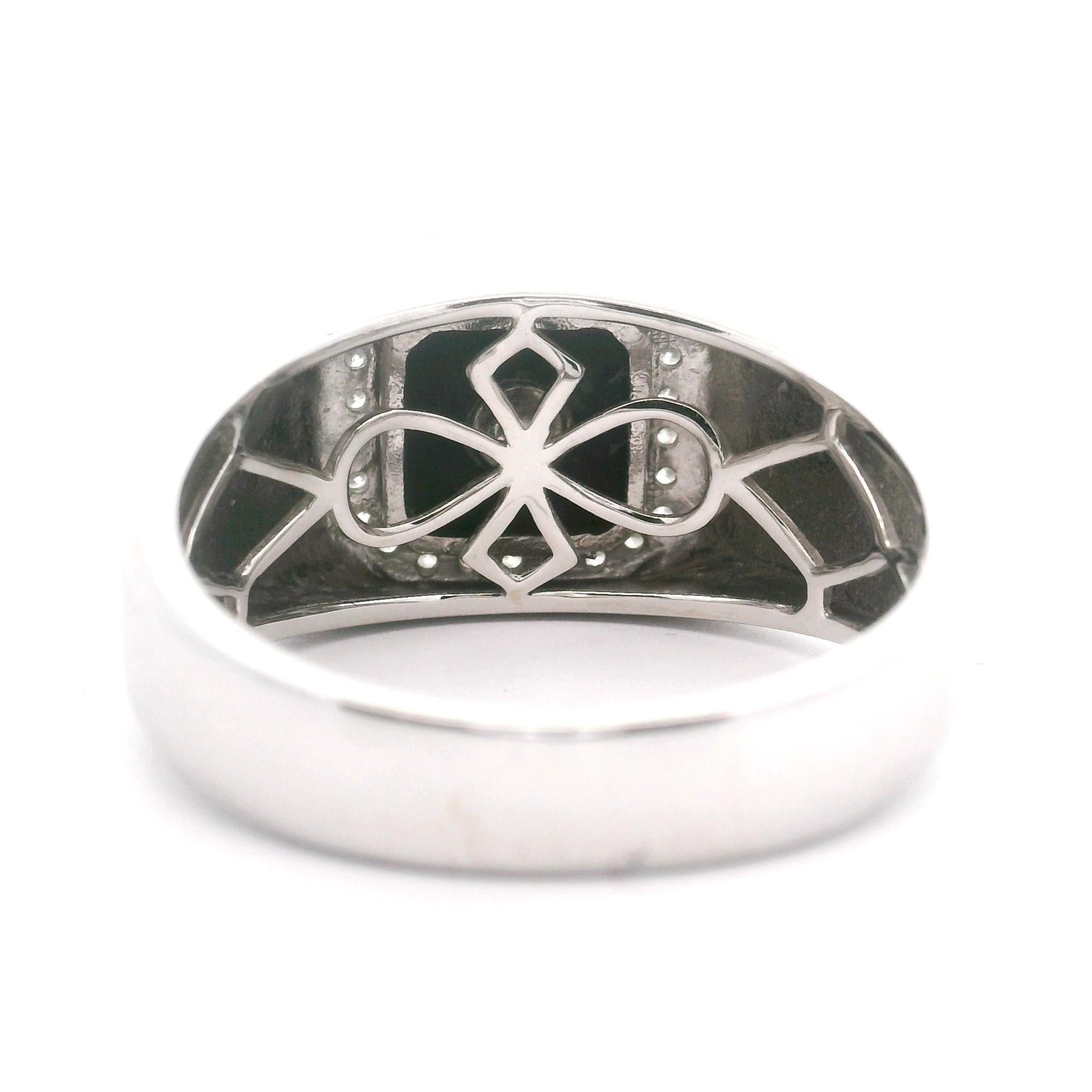 Cirari 14k White Gold Onyx and Diamonds Men's Ring Size 11 2