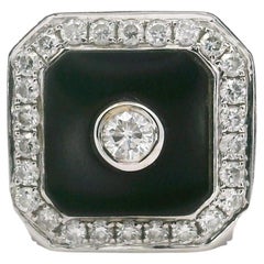 Cirari 14k White Gold Onyx and Diamonds Men's Ring Size 11