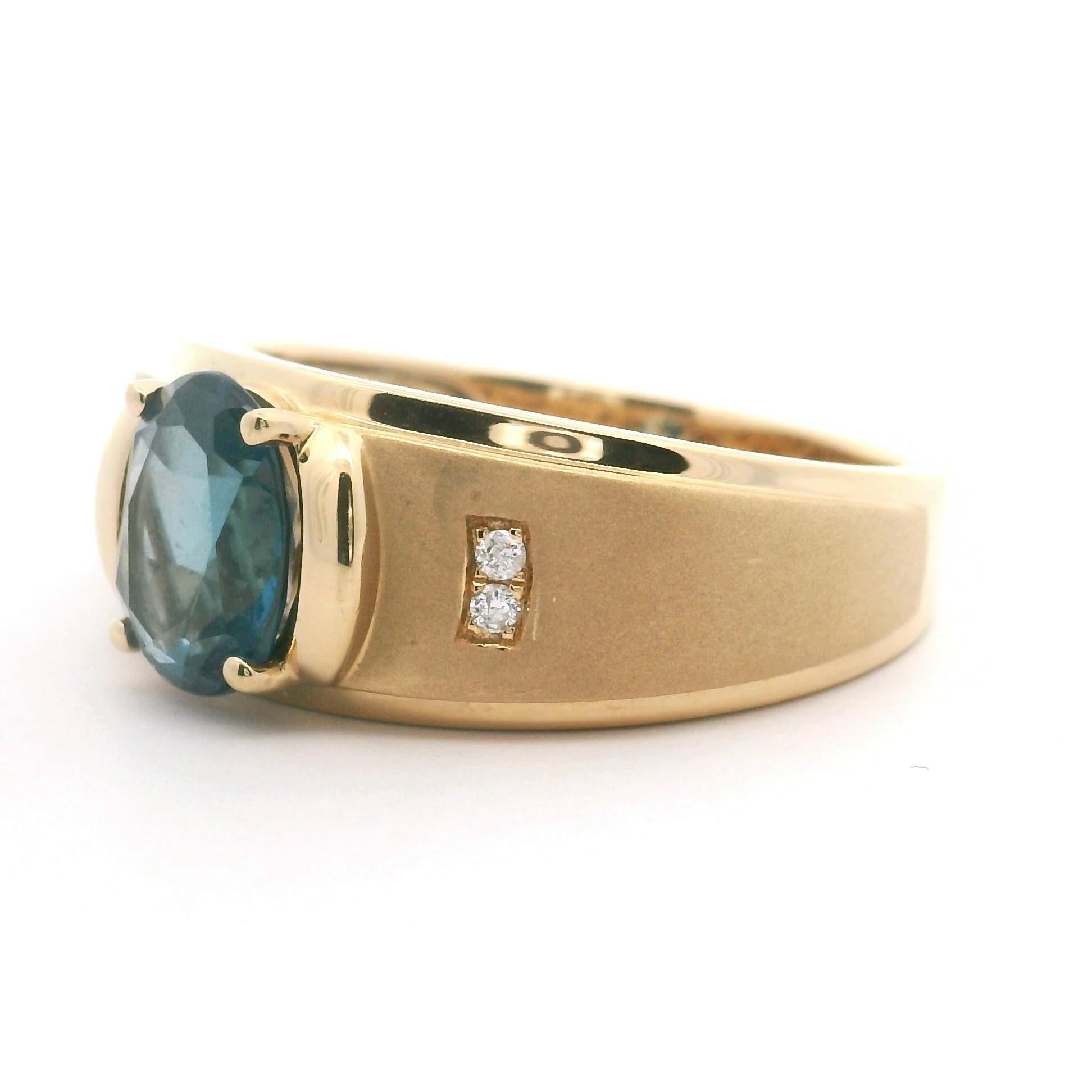 Cirari 14k Yellow Gold Blue Topaz and Diamond Men's Ring Size 11 1